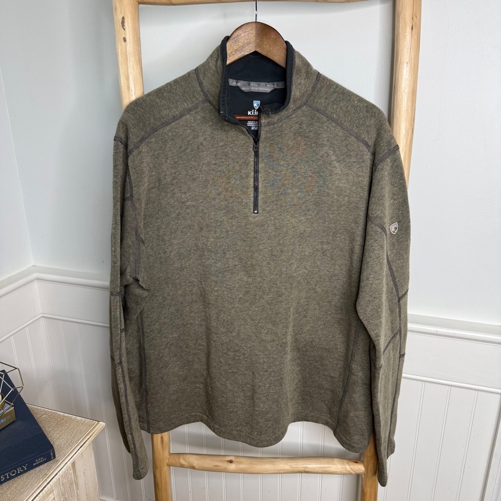 KUHL Revel 1/4 Zip Pullover Fleece Sweater Mens XXL Olive Green Heather